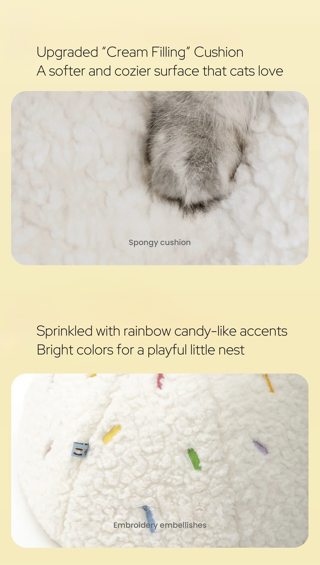 Foldable Cupcake Cat Bed with Washable Cushion,