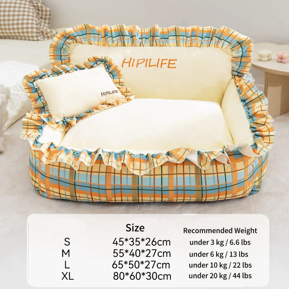Washable Cozy Ruffled Pet Bed for All Size Pet