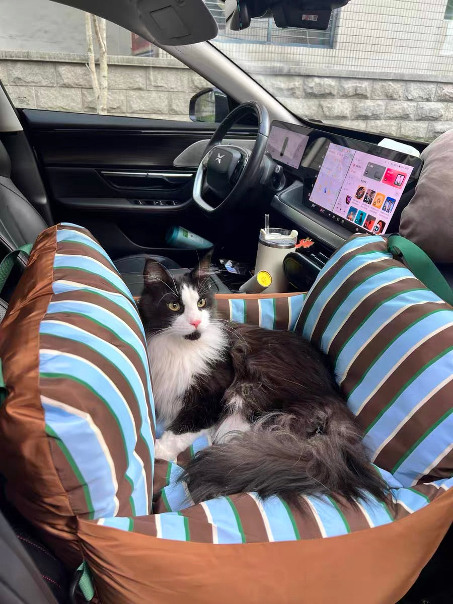 Zeze Striped Pet Car Seat & Travel Bed