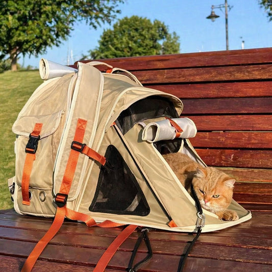 breathable cat carrier backpack with cat inside relaxing comfortably