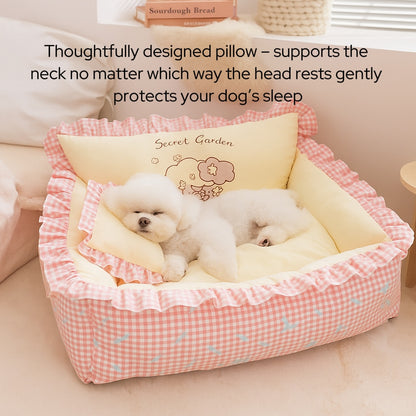Washable Cozy Ruffled Pet Bed for All Size Pet