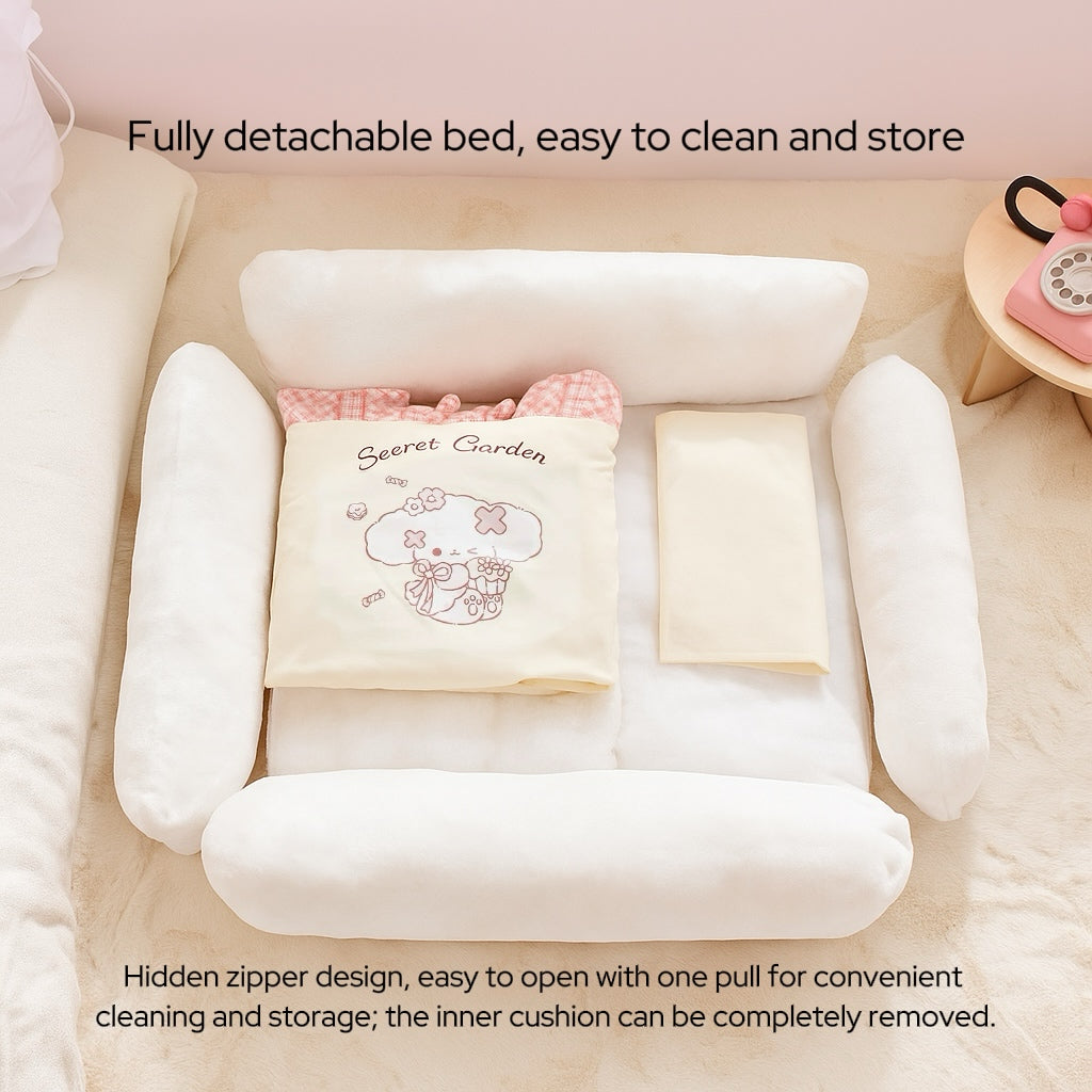Washable Cozy Ruffled Pet Bed for All Size Pet