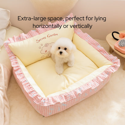 Washable Cozy Ruffled Pet Bed for All Size Pet