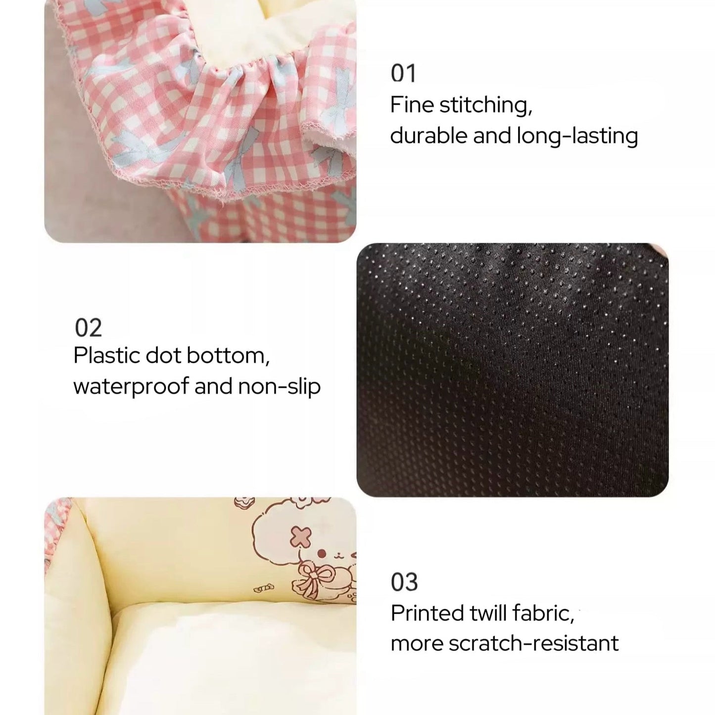 Washable Cozy Ruffled Pet Bed for All Size Pet