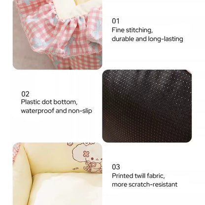 Washable Cozy Ruffled Pet Bed for All Size Pet