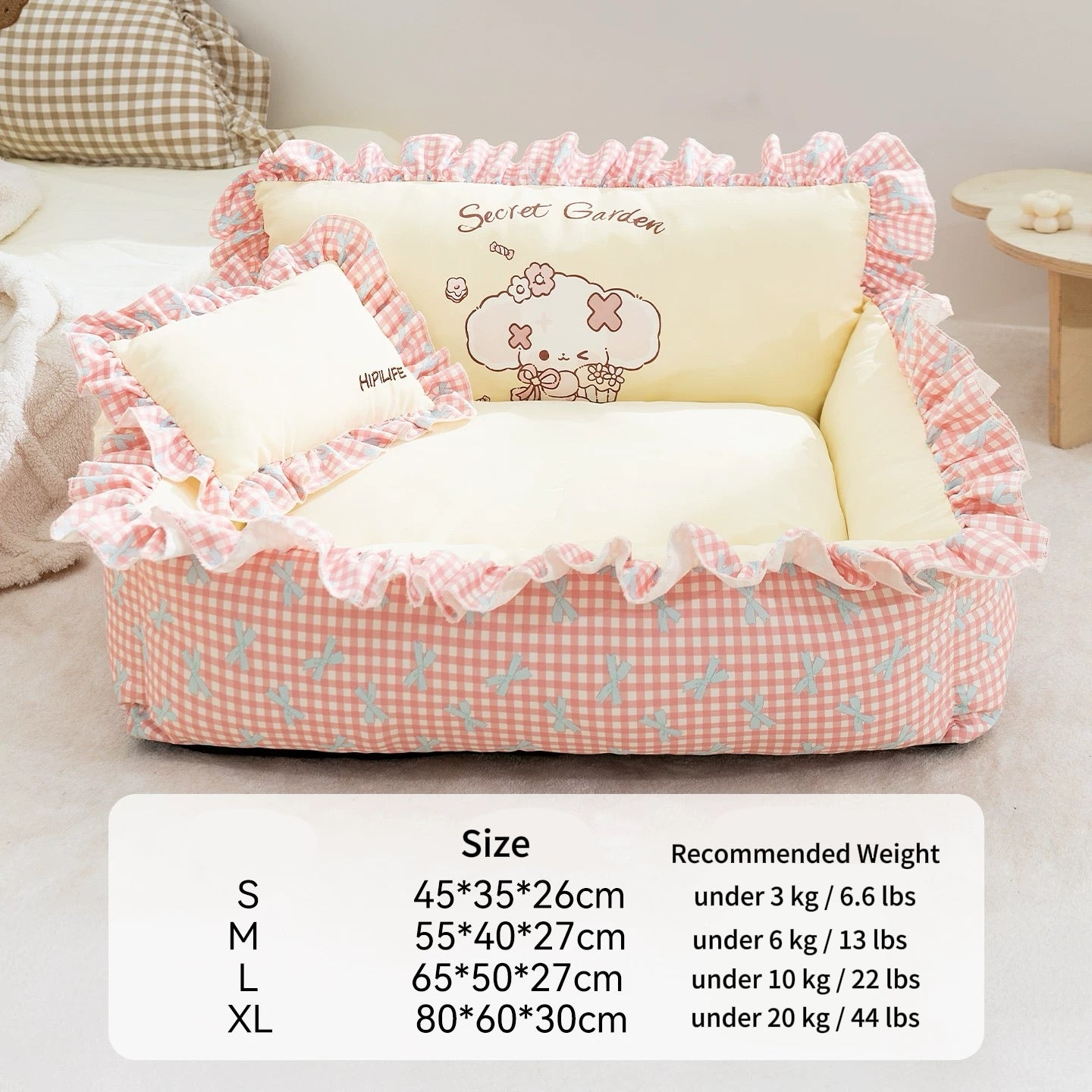 Washable Cozy Ruffled Pet Bed for All Size Pet
