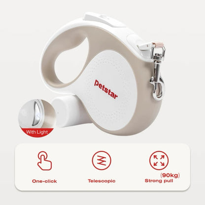 Petstar Retractable Pet  Leash with Light & Waste Bag Holder