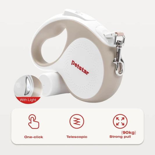 Petstar Retractable Pet  Leash with Light & Waste Bag Holder