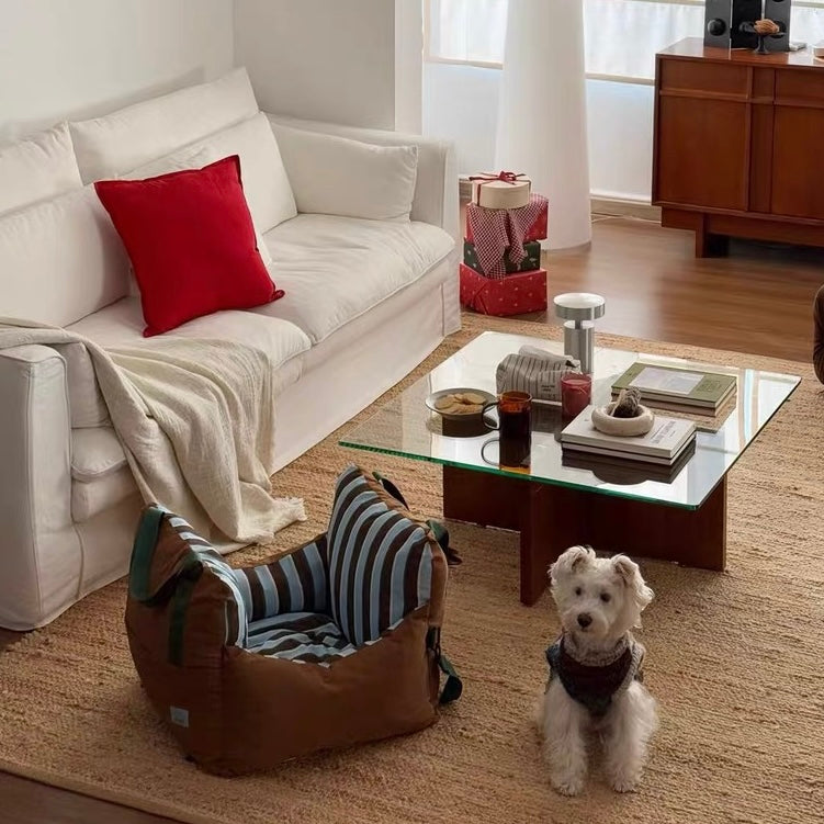 Zeze Striped Pet Car Seat & Travel Bed