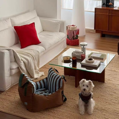 Zeze Striped Pet Car Seat & Travel Bed