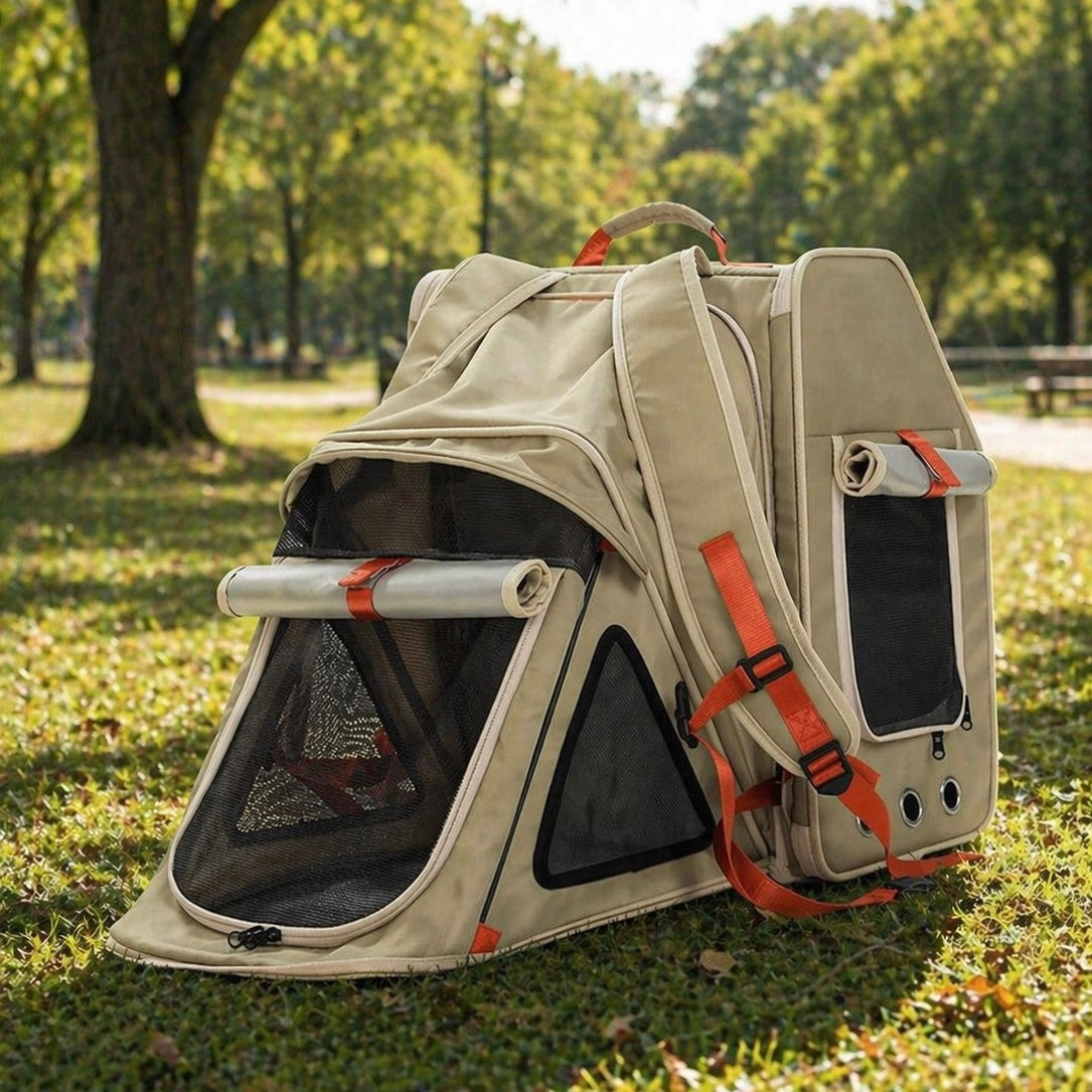 expandable cat carrier backpack with extended space for outdoor use