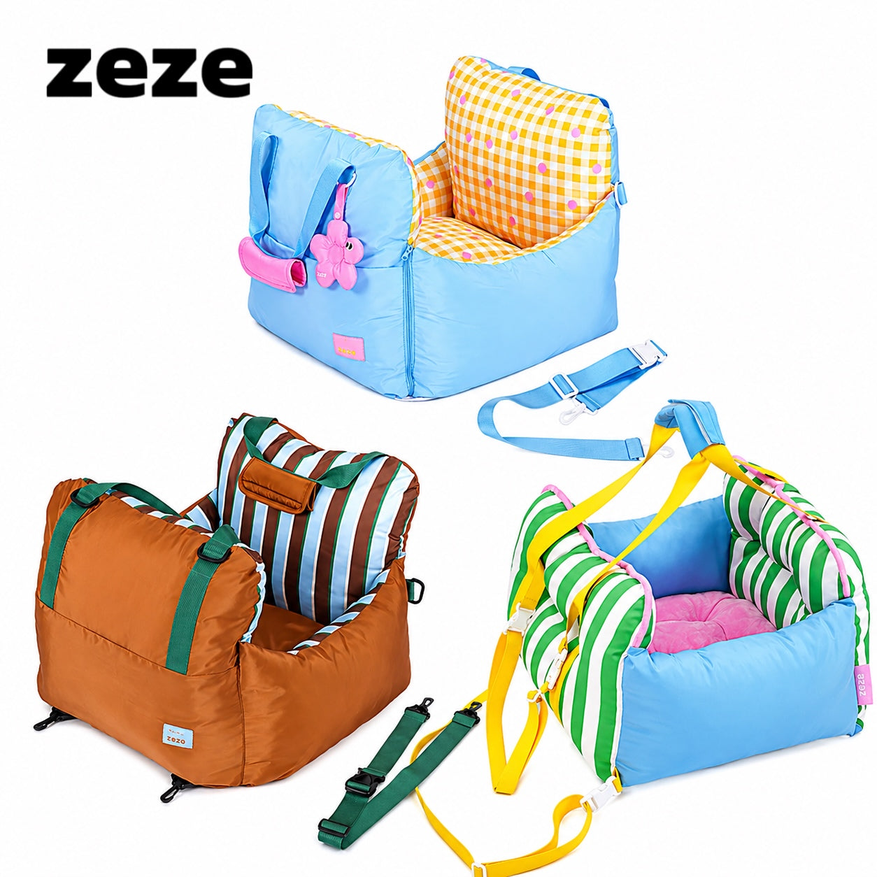 ZEZE pet car seat and travel bed available in multiple colors
